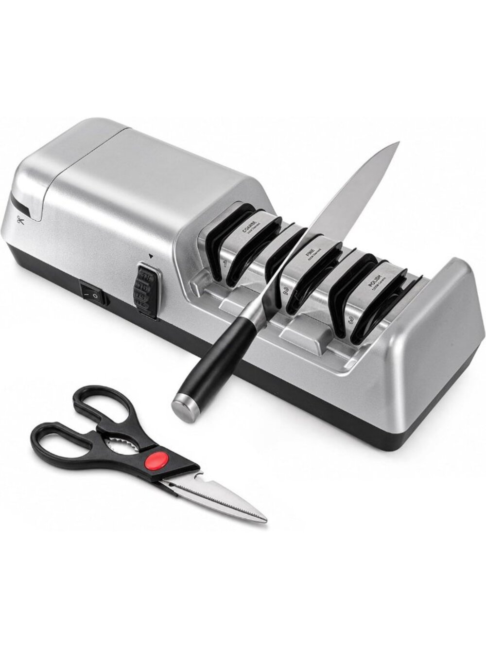 Electric Knife & Scissors Sharpener - 3-Stage, Adjustable Angle for Precision